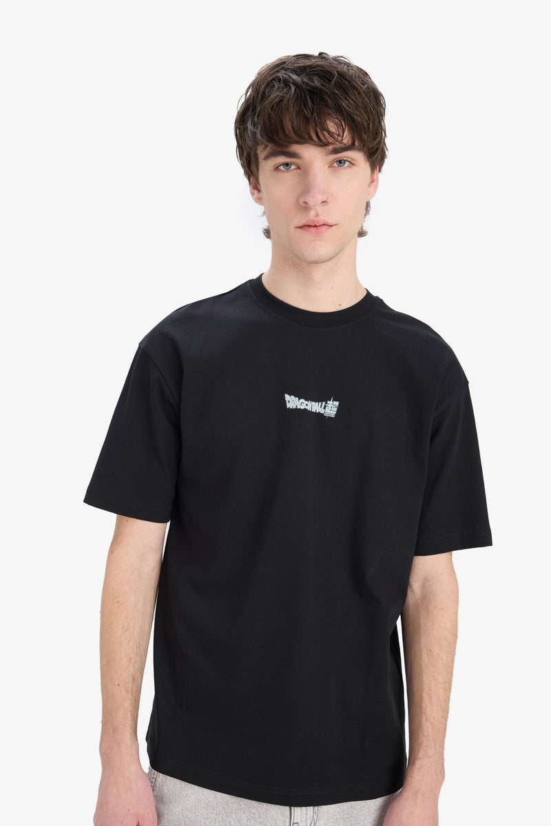 DeFacto Black Man Boxy Fit Dragon Ball Crew Neck Printed Short Sleeve T-Shirt Casual - Image 4